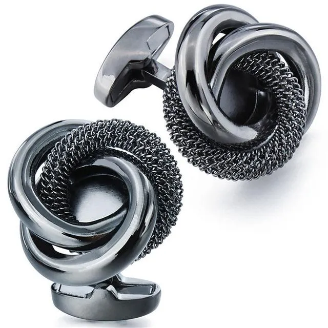 Black gun plated Love Knot Cufflinks