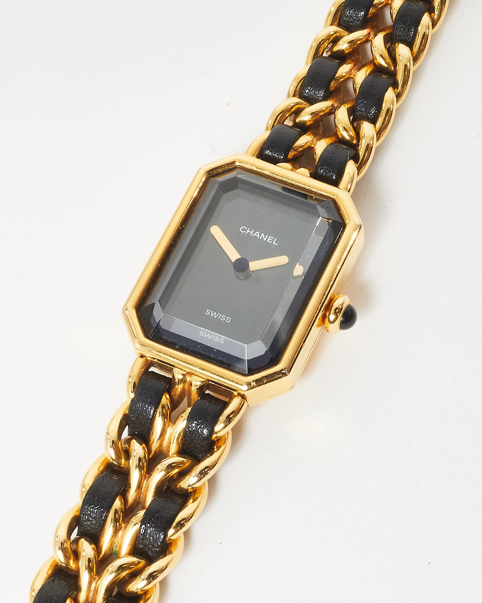 Chanel Gold & Black Leather Première Édition Watch - L