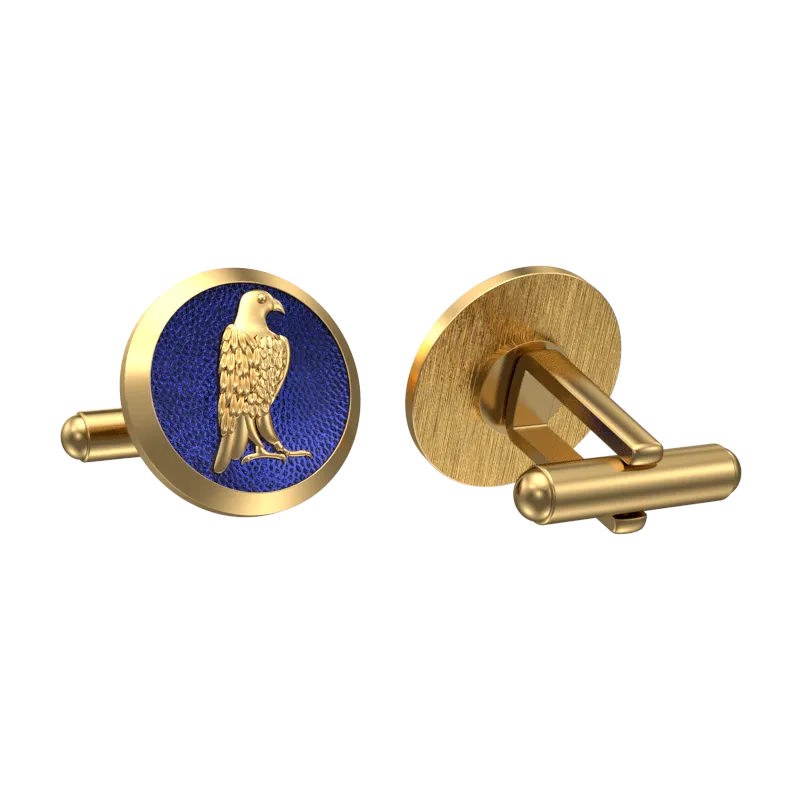 Falcon, Wild Cufflink Set with 18kt Gold & Black Ruthenium Plating on Brass.